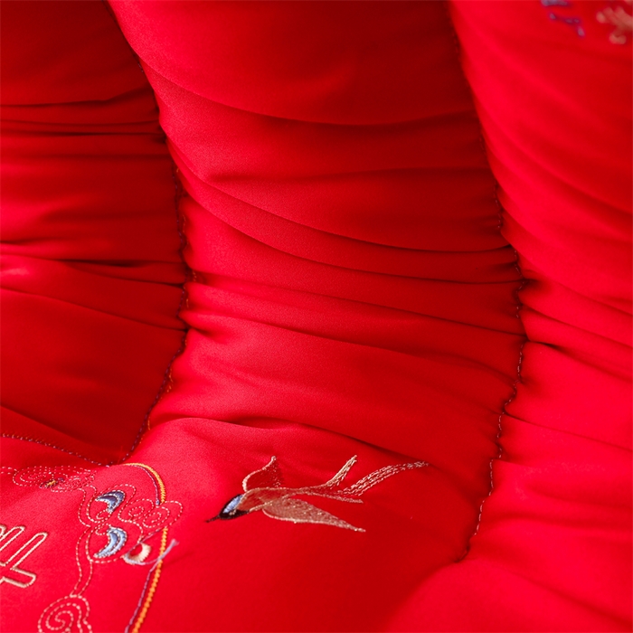 91家纺网 家纺一手货源 找家纺 织布人 2025新款枕芯全棉刺绣大红喜事婚庆送礼结婚专用护颈定型枕头枕芯 婚庆枕-花田喜事