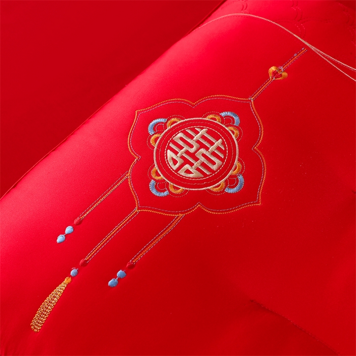 91家纺网 家纺一手货源 找家纺 织布人 2025新款枕芯全棉刺绣大红喜事婚庆送礼结婚专用护颈定型枕头枕芯 婚庆枕-皇朝囍嫁