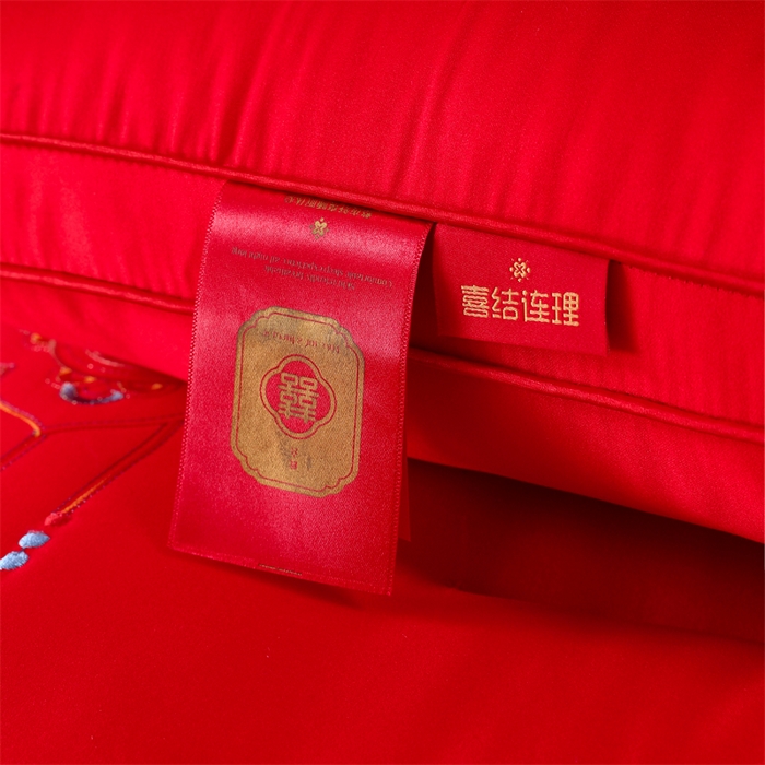 91家纺网 家纺一手货源 找家纺 织布人 2025新款枕芯全棉刺绣大红喜事婚庆送礼结婚专用护颈定型枕头枕芯 婚庆枕-喜事纳福