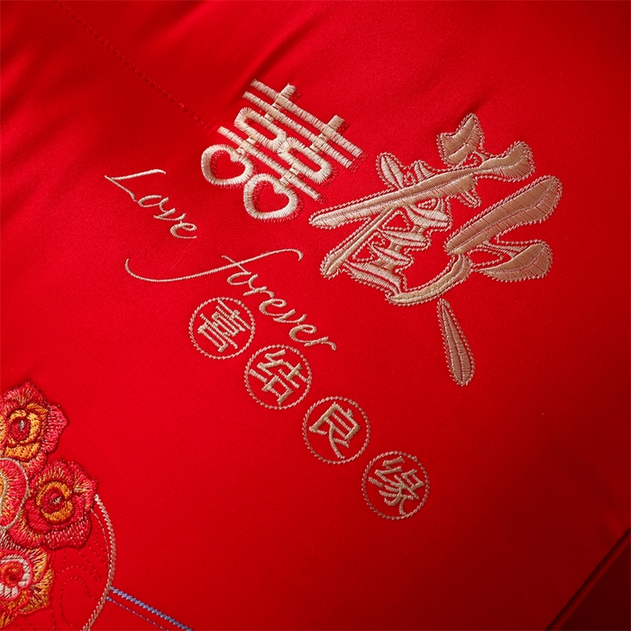 91家纺网 家纺一手货源 找家纺 织布人 2025新款枕芯全棉刺绣大红喜事婚庆送礼结婚专用护颈定型枕头枕芯 婚庆枕-喜事纳福