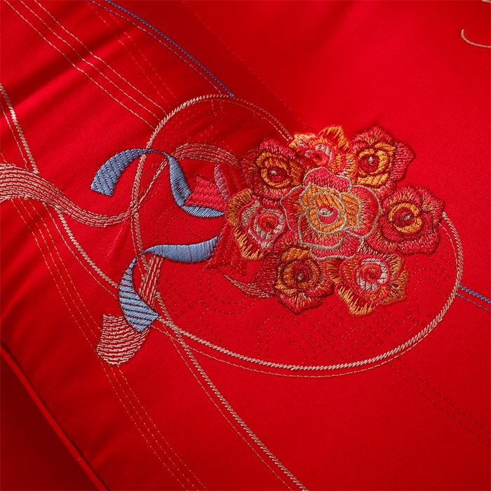 91家纺网 家纺一手货源 找家纺 织布人 2025新款枕芯全棉刺绣大红喜事婚庆送礼结婚专用护颈定型枕头枕芯 婚庆枕-喜事纳福