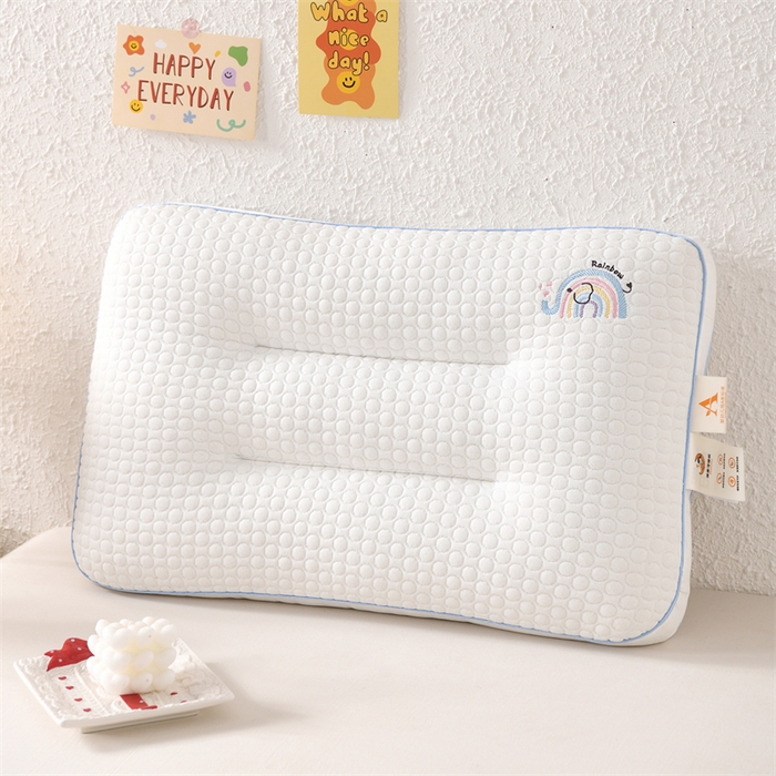 91家纺网 家纺一手货源 找家纺 织布人 2025新款枕芯A类针织按摩卡通刺绣儿童枕头学生宿舍专用护颈枕芯 A类针织按摩枕-晚安小象