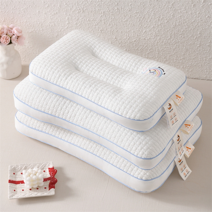 91家纺网 家纺一手货源 找家纺 织布人 2025新款枕芯A类针织按摩卡通刺绣儿童枕头学生宿舍专用护颈枕芯 A类针织按摩枕-晚安小象