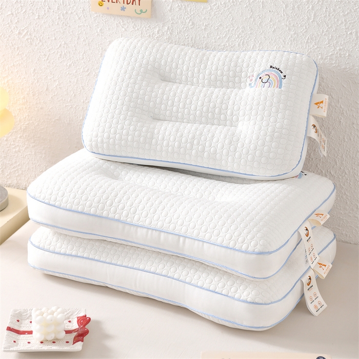 91家纺网 家纺一手货源 找家纺 织布人 2025新款枕芯A类针织按摩卡通刺绣儿童枕头学生宿舍专用护颈枕芯 A类针织按摩枕-晚安小象