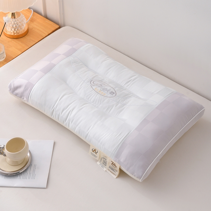 91家纺网 家纺一手货源 找家纺 织布人 2025新款枕芯A类提花7A抗菌大豆护颈枕头学生成人家用护颈定型枕芯 7A抗菌提花大豆枕-灰色