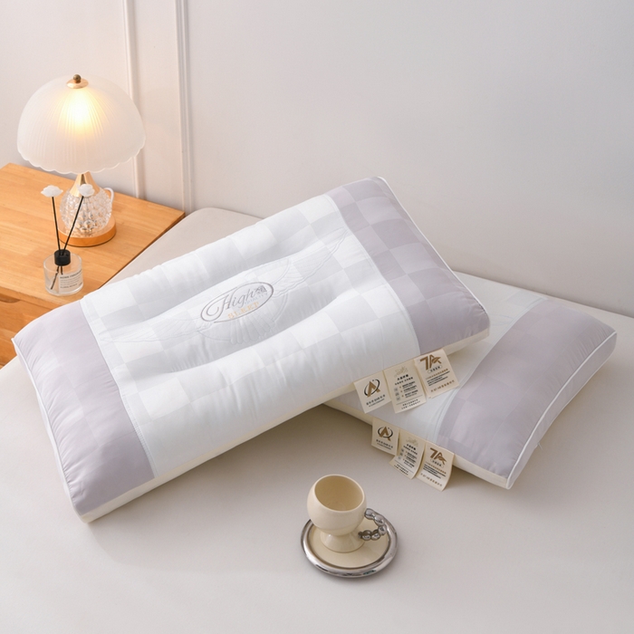 91家纺网 家纺一手货源 找家纺 织布人 2025新款枕芯A类提花7A抗菌大豆护颈枕头学生成人家用护颈定型枕芯 7A抗菌提花大豆枕-灰色