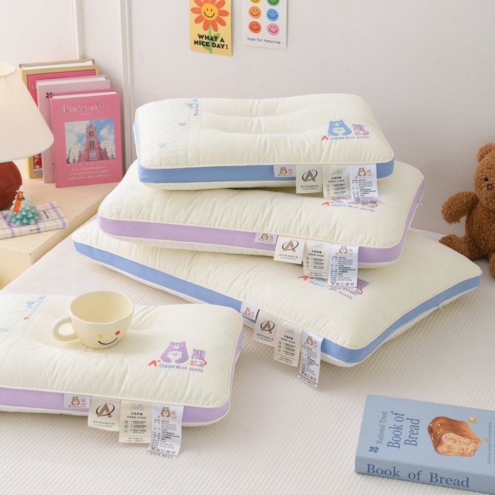 91家纺网 家纺一手货源 找家纺 （总）织布人 2025新款枕芯A类全棉熊护卫大豆亲子枕儿童学生枕成人家用枕头