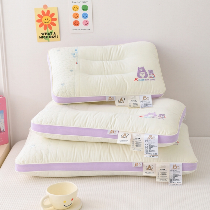 91家纺网 家纺一手货源 找家纺 织布人 2025新款枕芯A类全棉熊护卫大豆亲子枕儿童学生枕成人家用枕头 A类熊护卫全棉大豆枕-紫色