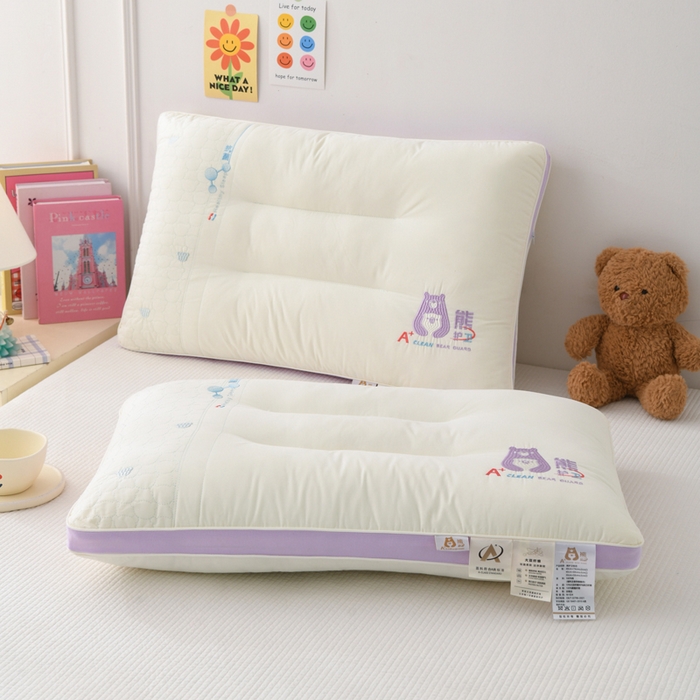 91家纺网 家纺一手货源 找家纺 织布人 2025新款枕芯A类全棉熊护卫大豆亲子枕儿童学生枕成人家用枕头 A类熊护卫全棉大豆枕-紫色