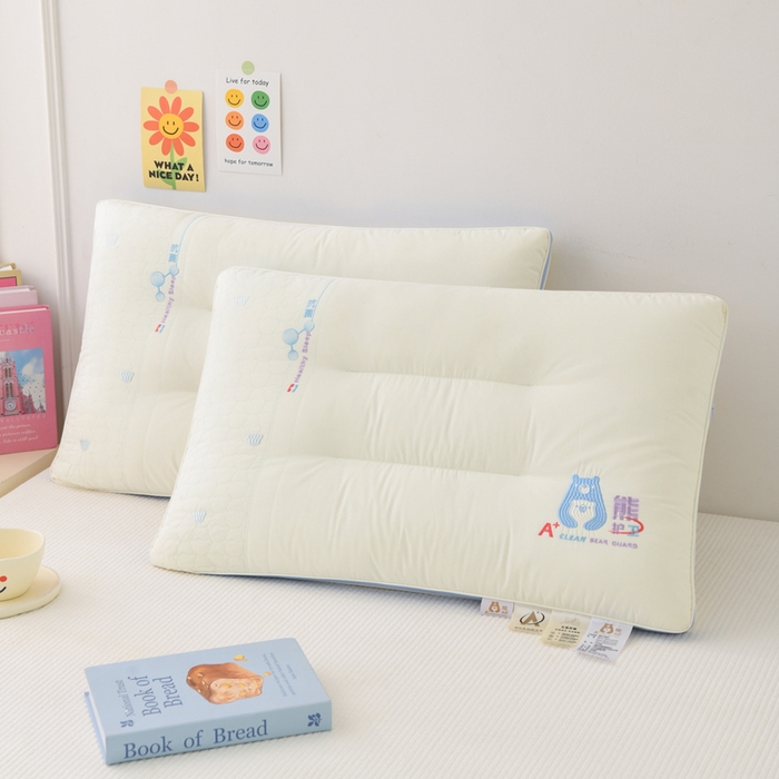 91家纺网 家纺一手货源 找家纺 织布人 2025新款枕芯A类全棉熊护卫大豆亲子枕儿童学生枕成人家用枕头 A类熊护卫全棉大豆枕-蓝色