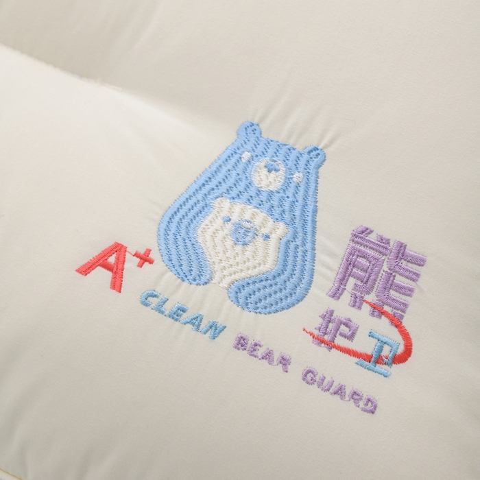 91家纺网 家纺一手货源 找家纺 织布人 2025新款枕芯A类全棉熊护卫大豆亲子枕儿童学生枕成人家用枕头 A类熊护卫全棉大豆枕-蓝色