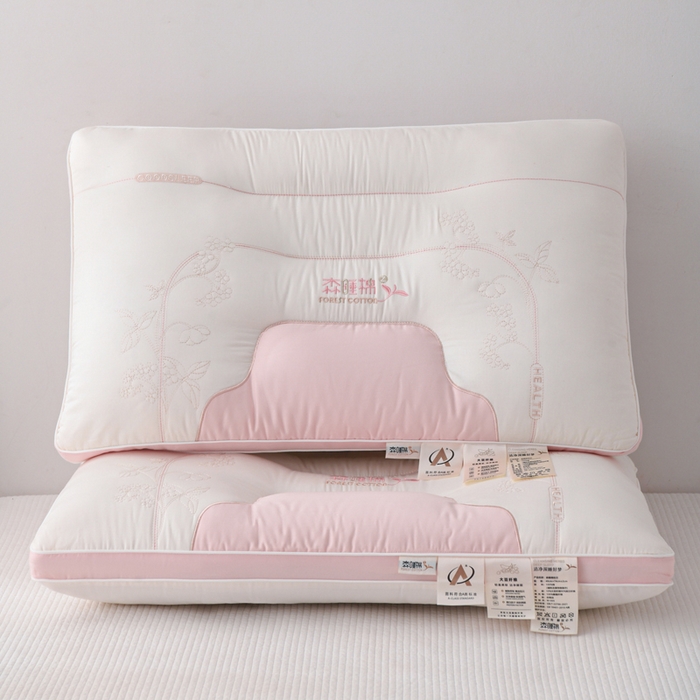 91家纺网 家纺一手货源 找家纺 织布人 2025新款枕芯A类全棉刺绣森睡眠大豆枕头成人家用护颈枕学生枕头 A类森睡眠大豆枕-粉色