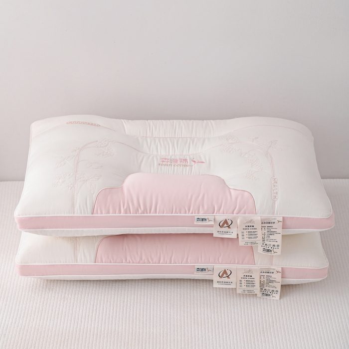 91家纺网 家纺一手货源 找家纺 织布人 2025新款枕芯A类全棉刺绣森睡眠大豆枕头成人家用护颈枕学生枕头 A类森睡眠大豆枕-粉色