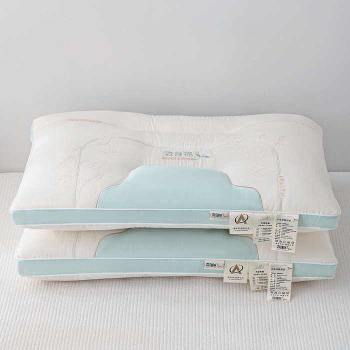 91家纺网 家纺一手货源 找家纺 织布人 2025新款枕芯A类全棉刺绣森睡眠大豆枕头成人家用护颈枕学生枕头 A类森睡眠大豆枕-蓝色