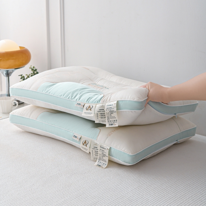 91家纺网 家纺一手货源 找家纺 织布人 2025新款枕芯A类全棉刺绣森睡眠大豆枕头成人家用护颈枕学生枕头 A类森睡眠大豆枕-蓝色