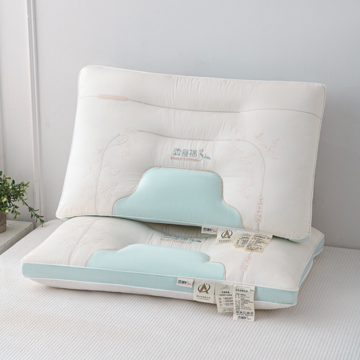 91家纺网 家纺一手货源 找家纺 织布人 2025新款枕芯A类全棉刺绣森睡眠大豆枕头成人家用护颈枕学生枕头 A类森睡眠大豆枕-蓝色