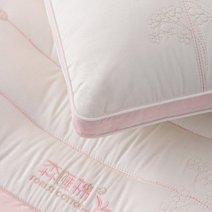 91家纺网 家纺一手货源 找家纺 织布人 2025新款枕芯A类全棉刺绣森睡眠大豆枕头成人家用护颈枕学生枕头 A类森睡眠大豆枕-粉色