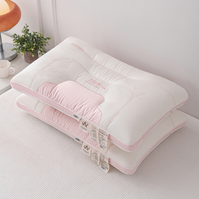 91家纺网 家纺一手货源 找家纺 织布人 2025新款枕芯A类全棉刺绣森睡眠大豆枕头成人家用护颈枕学生枕头 A类森睡眠大豆枕-粉色