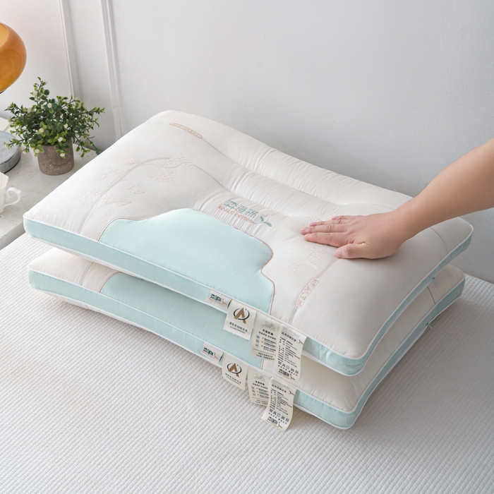 91家纺网 家纺一手货源 找家纺 织布人 2025新款枕芯A类全棉刺绣森睡眠大豆枕头成人家用护颈枕学生枕头 A类森睡眠大豆枕-蓝色