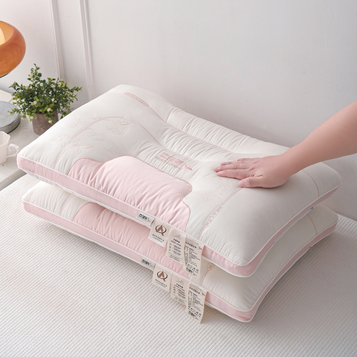 91家纺网 家纺一手货源 找家纺 织布人 2025新款枕芯A类全棉刺绣森睡眠大豆枕头成人家用护颈枕学生枕头 A类森睡眠大豆枕-粉色