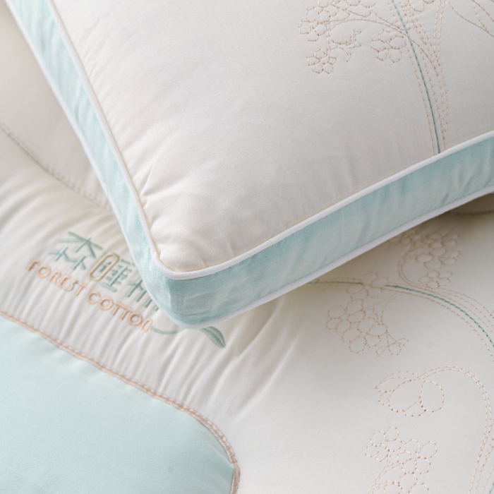 91家纺网 家纺一手货源 找家纺 织布人 2025新款枕芯A类全棉刺绣森睡眠大豆枕头成人家用护颈枕学生枕头 A类森睡眠大豆枕-蓝色