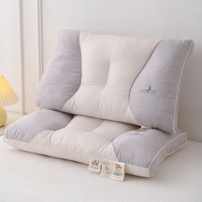 91家纺网 家纺一手货源 找家纺 织布人 2025新款枕芯7A级抗菌AIR蚕丝护颈枕头成人家用分区护颈椎枕芯 A类AIR蚕丝护颈枕-灰色