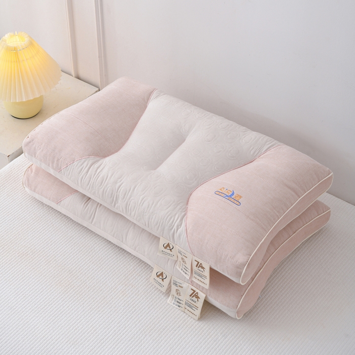 91家纺网 家纺一手货源 找家纺 织布人 2025新款枕芯7A级抗菌AIR蚕丝护颈枕头成人家用分区护颈椎枕芯 A类AIR蚕丝护颈枕-粉色