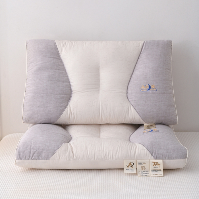 91家纺网 家纺一手货源 找家纺 织布人 2025新款枕芯7A级抗菌AIR蚕丝护颈枕头成人家用分区护颈椎枕芯 A类AIR蚕丝护颈枕-灰色