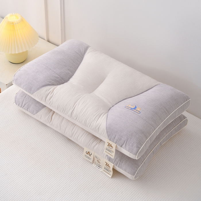 91家纺网 家纺一手货源 找家纺 织布人 2025新款枕芯7A级抗菌AIR蚕丝护颈枕头成人家用分区护颈椎枕芯 A类AIR蚕丝护颈枕-灰色