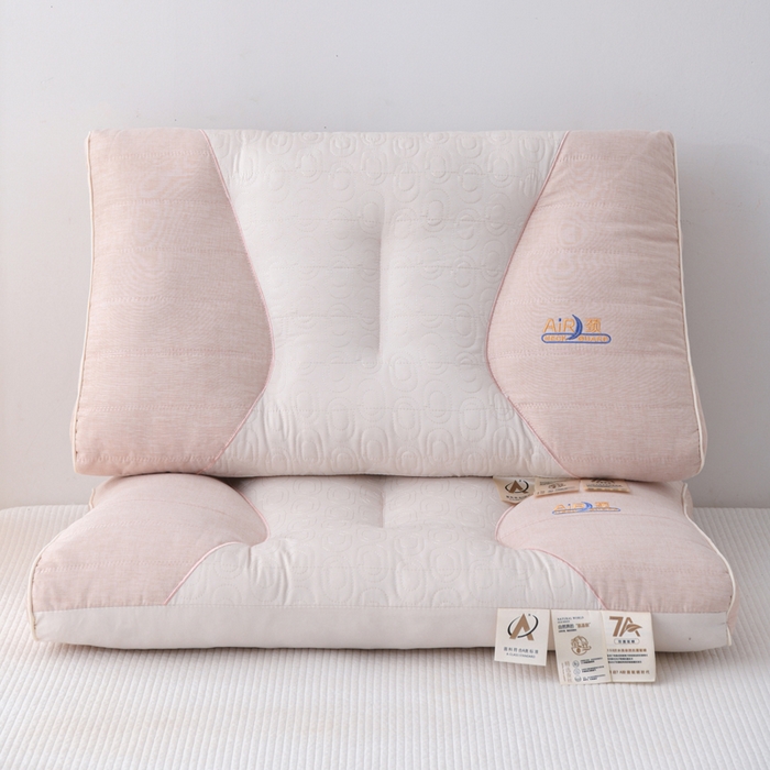 91家纺网 家纺一手货源 找家纺 织布人 2025新款枕芯7A级抗菌AIR蚕丝护颈枕头成人家用分区护颈椎枕芯 A类AIR蚕丝护颈枕-粉色