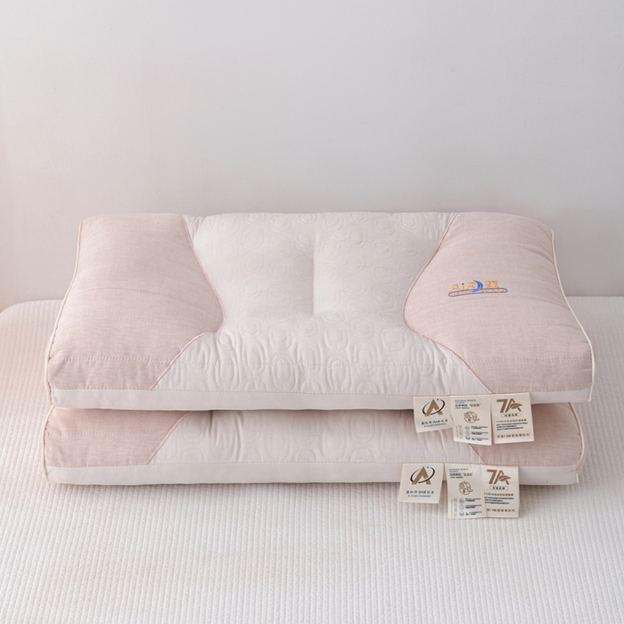 91家纺网 家纺一手货源 找家纺 织布人 2025新款枕芯7A级抗菌AIR蚕丝护颈枕头成人家用分区护颈椎枕芯 A类AIR蚕丝护颈枕-粉色