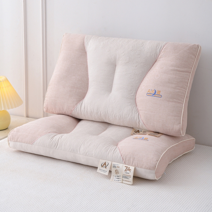 91家纺网 家纺一手货源 找家纺 织布人 2025新款枕芯7A级抗菌AIR蚕丝护颈枕头成人家用分区护颈椎枕芯 A类AIR蚕丝护颈枕-粉色