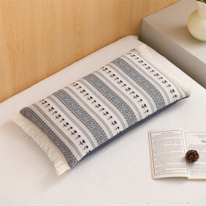 91家纺网 家纺一手货源 找家纺 （总）织布人 2025新款全棉棉麻流梳花边全荞麦壳枕头成人家用学生助睡眠硬枕芯