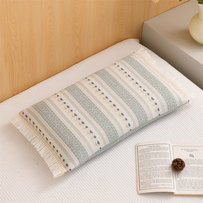 91家纺网 家纺一手货源 找家纺 （总）织布人 2025新款全棉棉麻流梳花边全荞麦壳枕头成人家用学生助睡眠硬枕芯