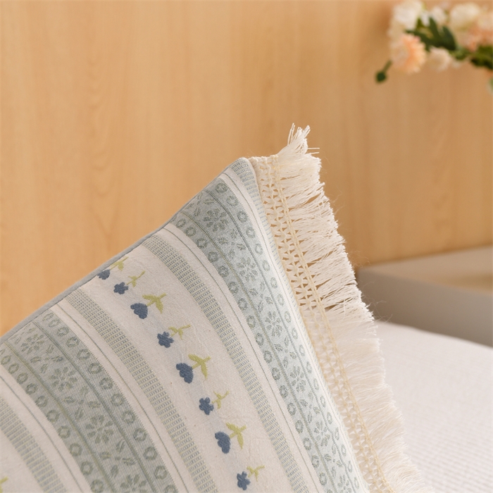 91家纺网 家纺一手货源 找家纺 织布人 2025新款全棉棉麻流梳花边全荞麦壳枕头成人家用学生助睡眠硬枕芯 棉麻流梳花边枕-浅绿