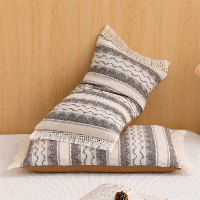 91家纺网 家纺一手货源 找家纺 织布人 2025新款全棉棉麻流梳花边全荞麦壳枕头成人家用学生助睡眠硬枕芯 棉麻流梳花边枕-浅咖