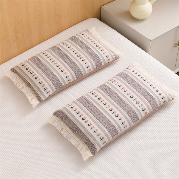 91家纺网 家纺一手货源 找家纺 织布人 2025新款全棉棉麻流梳花边全荞麦壳枕头成人家用学生助睡眠硬枕芯 棉麻流梳花边枕-粉色