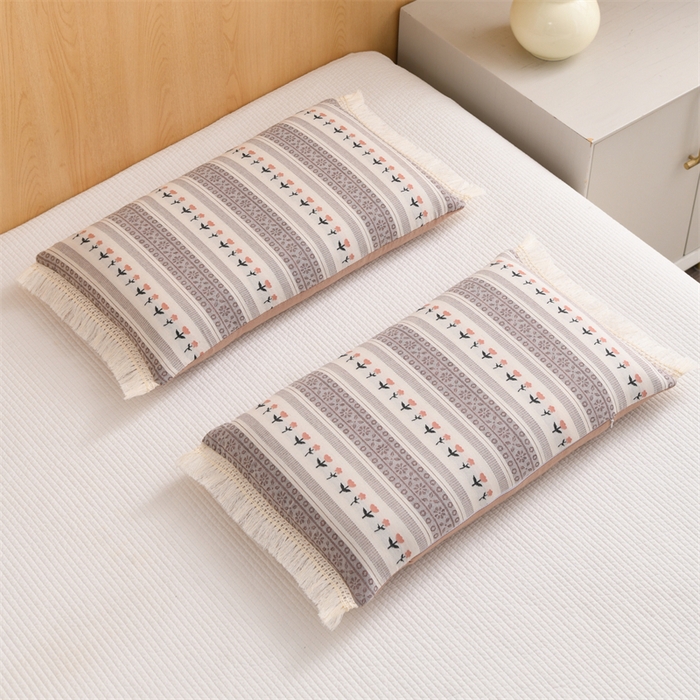 91家纺网 家纺一手货源 找家纺 织布人 2025新款全棉棉麻流梳花边全荞麦壳枕头成人家用学生助睡眠硬枕芯 棉麻流梳花边枕-粉色