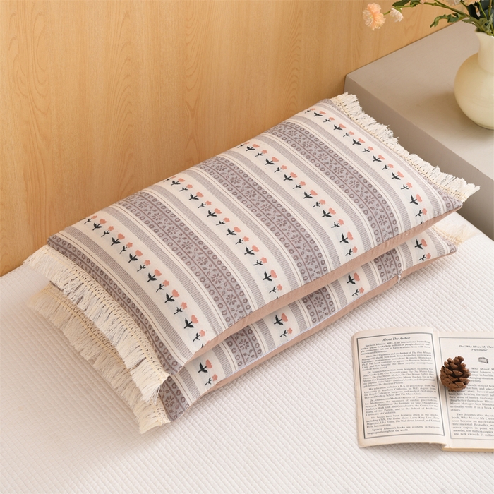 91家纺网 家纺一手货源 找家纺 织布人 2025新款全棉棉麻流梳花边全荞麦壳枕头成人家用学生助睡眠硬枕芯 棉麻流梳花边枕-粉色