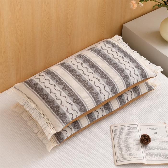 91家纺网 家纺一手货源 找家纺 织布人 2025新款全棉棉麻流梳花边全荞麦壳枕头成人家用学生助睡眠硬枕芯 棉麻流梳花边枕-浅咖