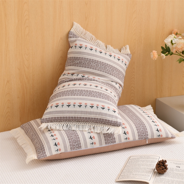 91家纺网 家纺一手货源 找家纺 织布人 2025新款全棉棉麻流梳花边全荞麦壳枕头成人家用学生助睡眠硬枕芯 棉麻流梳花边枕-粉色