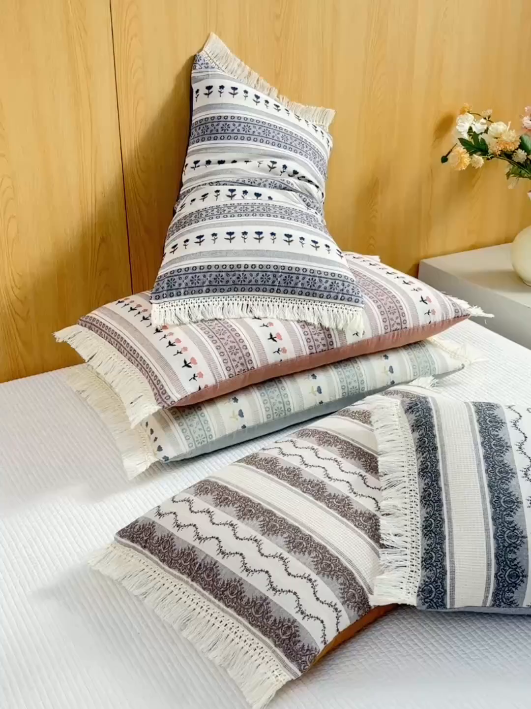 91家纺网 家纺一手货源 找家纺 （总）织布人 2025新款全棉棉麻流梳花边全荞麦壳枕头成人家用学生助睡眠硬枕芯