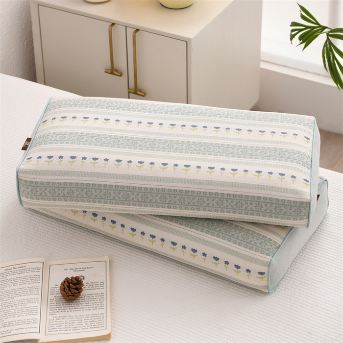 91家纺网 家纺一手货源 找家纺 织布人 2025新款全棉棉麻立体碎花全荞麦壳枕头成人家用学生助睡眠硬枕芯 棉麻立体小清新枕-浅绿