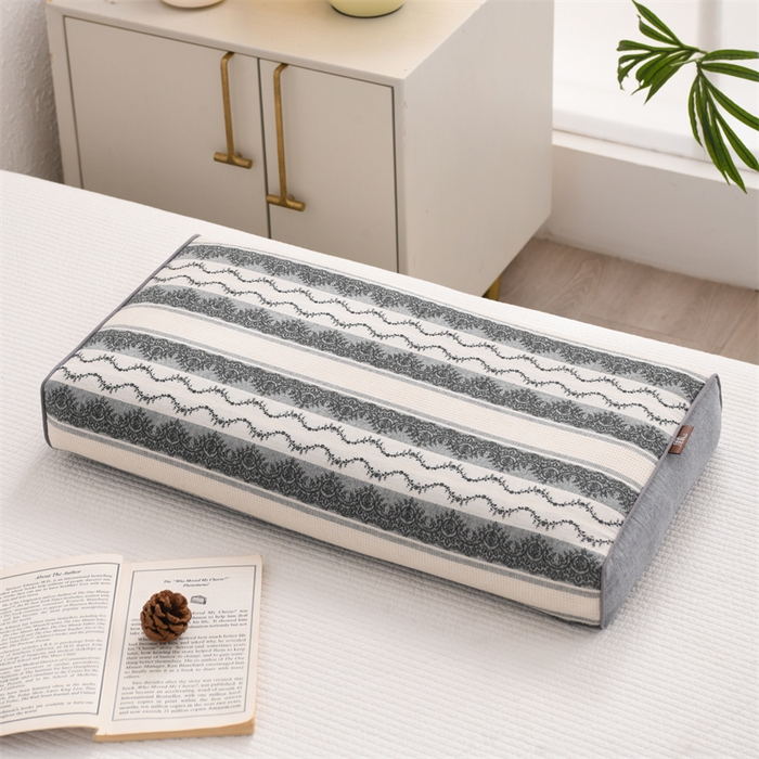 织布人 2025新款全棉棉麻立体碎花全荞麦壳枕头成人家用学生助睡眠硬枕芯 棉麻立体小清新枕-灰色