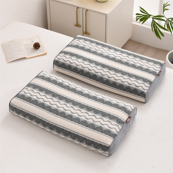 91家纺网 家纺一手货源 找家纺 织布人 2025新款全棉棉麻立体碎花全荞麦壳枕头成人家用学生助睡眠硬枕芯 棉麻立体小清新枕-灰色