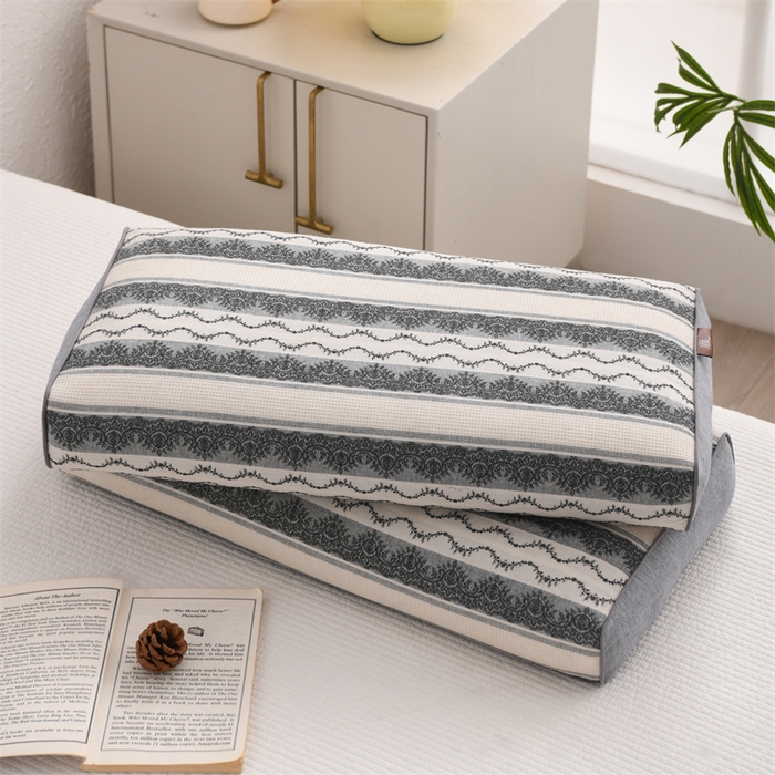 91家纺网 家纺一手货源 找家纺 织布人 2025新款全棉棉麻立体碎花全荞麦壳枕头成人家用学生助睡眠硬枕芯 棉麻立体小清新枕-灰色