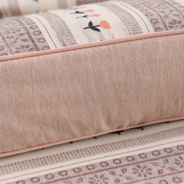 91家纺网 家纺一手货源 找家纺 织布人 2025新款全棉棉麻立体碎花全荞麦壳枕头成人家用学生助睡眠硬枕芯 棉麻立体小清新枕-粉色