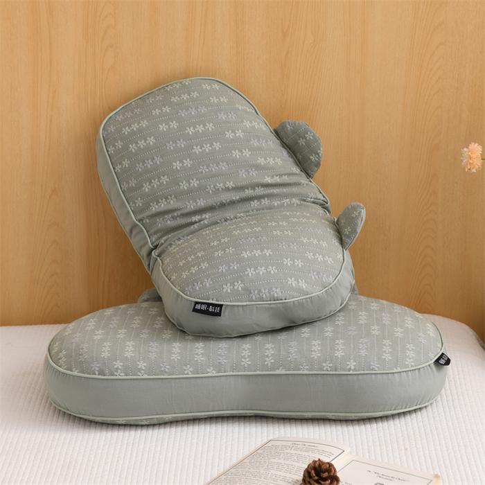 91家纺网 家纺一手货源 找家纺 织布人 2025新款荞麦枕全棉双层纱碎花全荞麦枕头成人家用学生助睡眠枕芯 全棉碎花熊猫枕-蓝灰