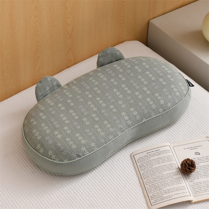 91家纺网 家纺一手货源 找家纺 织布人 2025新款荞麦枕全棉双层纱碎花全荞麦枕头成人家用学生助睡眠枕芯 全棉碎花熊猫枕-蓝灰