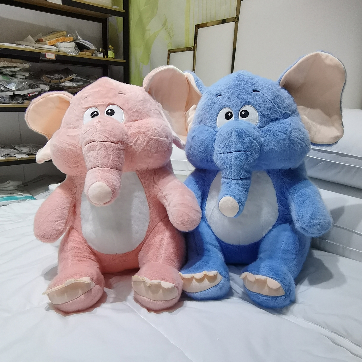 安力森/诚臻酒店用品 2025新款软萌动物毛绒公仔合集 大象 / 哈士奇 / 小熊玩偶 床上抱枕枕头礼物 大象蓝